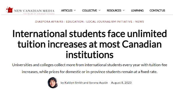 专业的加拿大移民中介教你加拿大国际留学生学费 VS 加拿大本地生学费